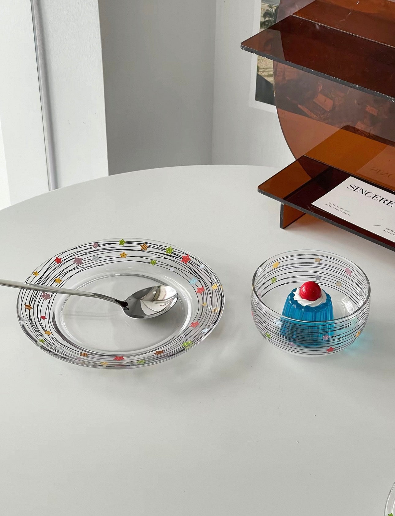 Retro Starry Night Borosilicate Glass Plate & Bowl