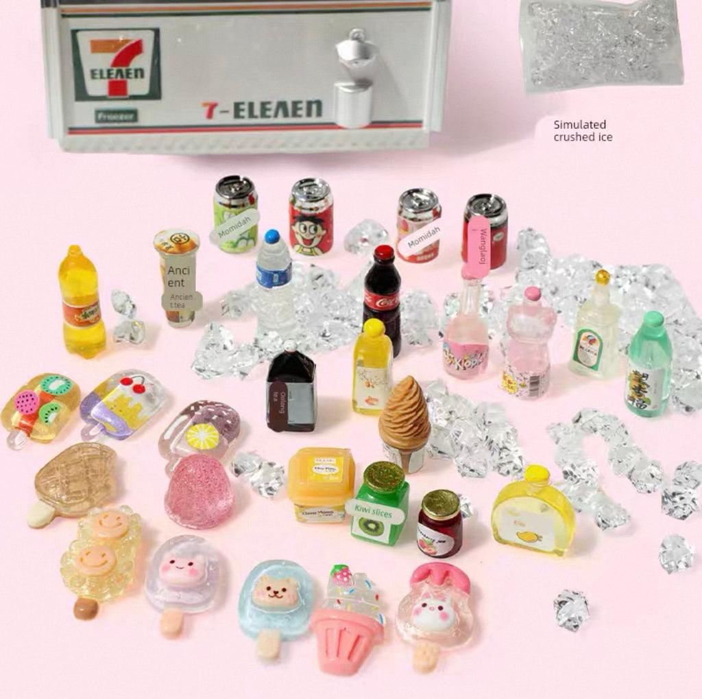 Convenience Store Ice Cream Freezer Magnet - 1 pcs freezer + random 15pcs of miniatures