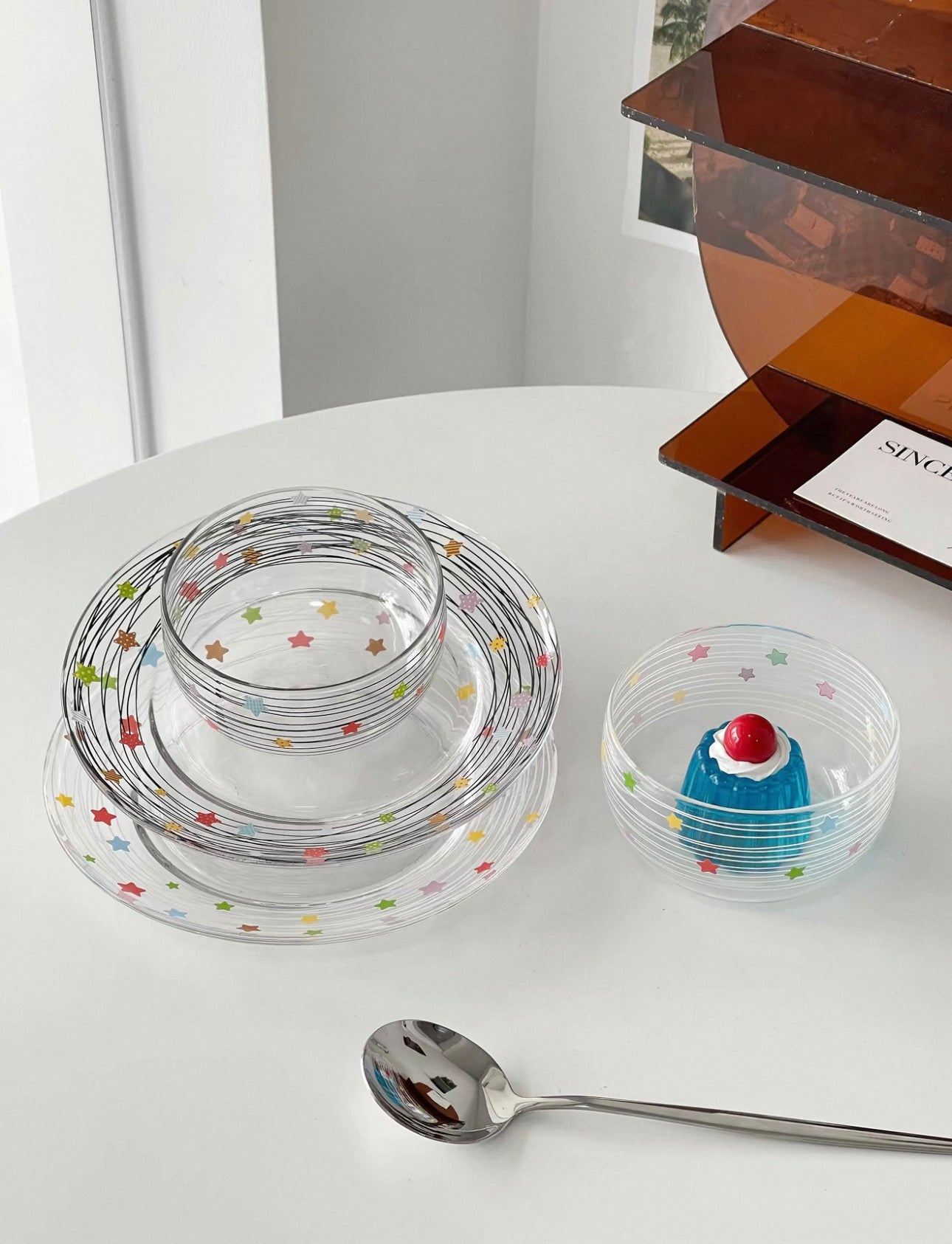 Retro Starry Night Borosilicate Glass Plate & Bowl
