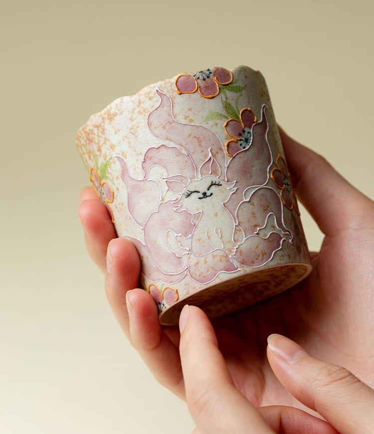 Hand-Drawn Dehua Ceramic Nine-Tails Cup