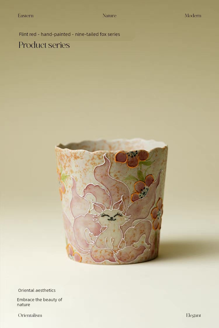 Hand-Drawn Dehua Ceramic Nine-Tails Cup