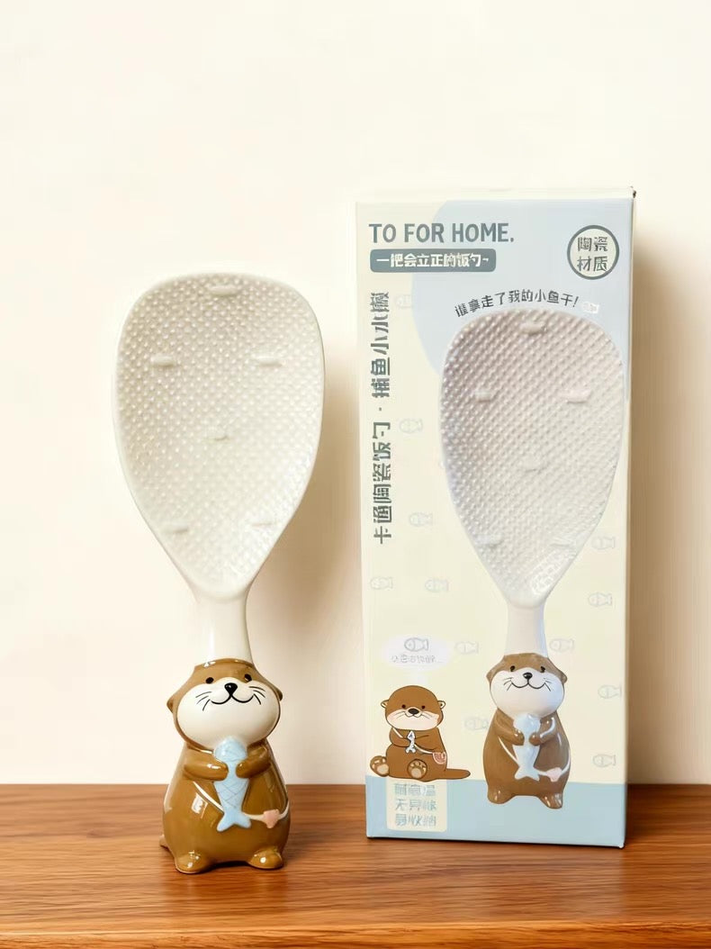 🌾 Standing Porcelain Animal Rice Paddle 🐾