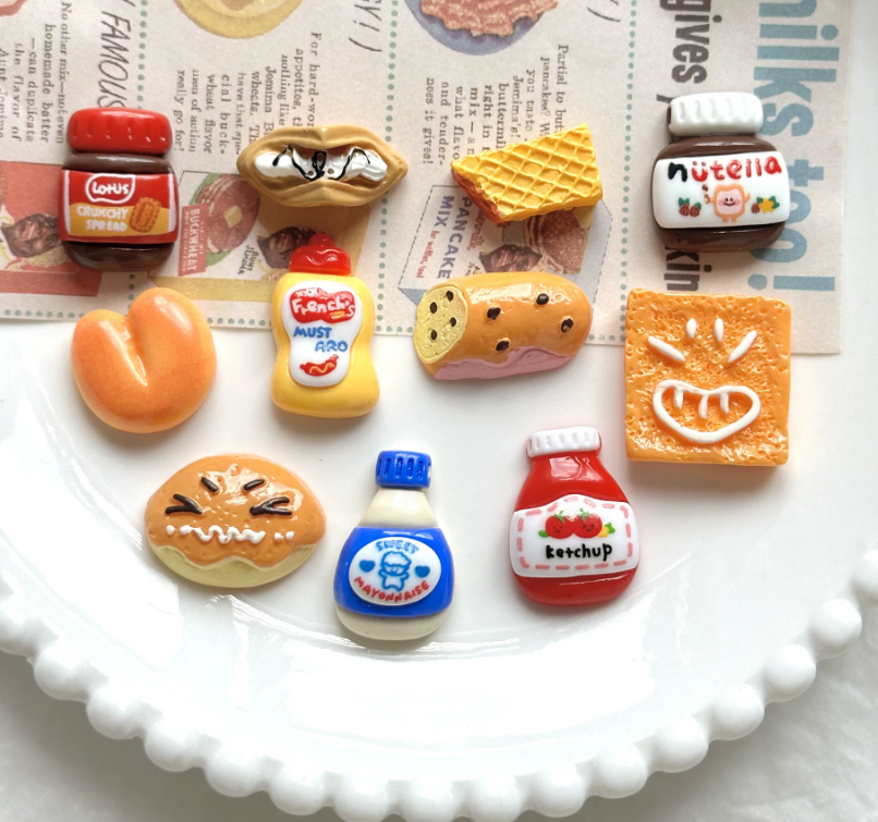 Miniature Breakfast & Condiment Fridge Magnets - 11 Pieces Pantry Set