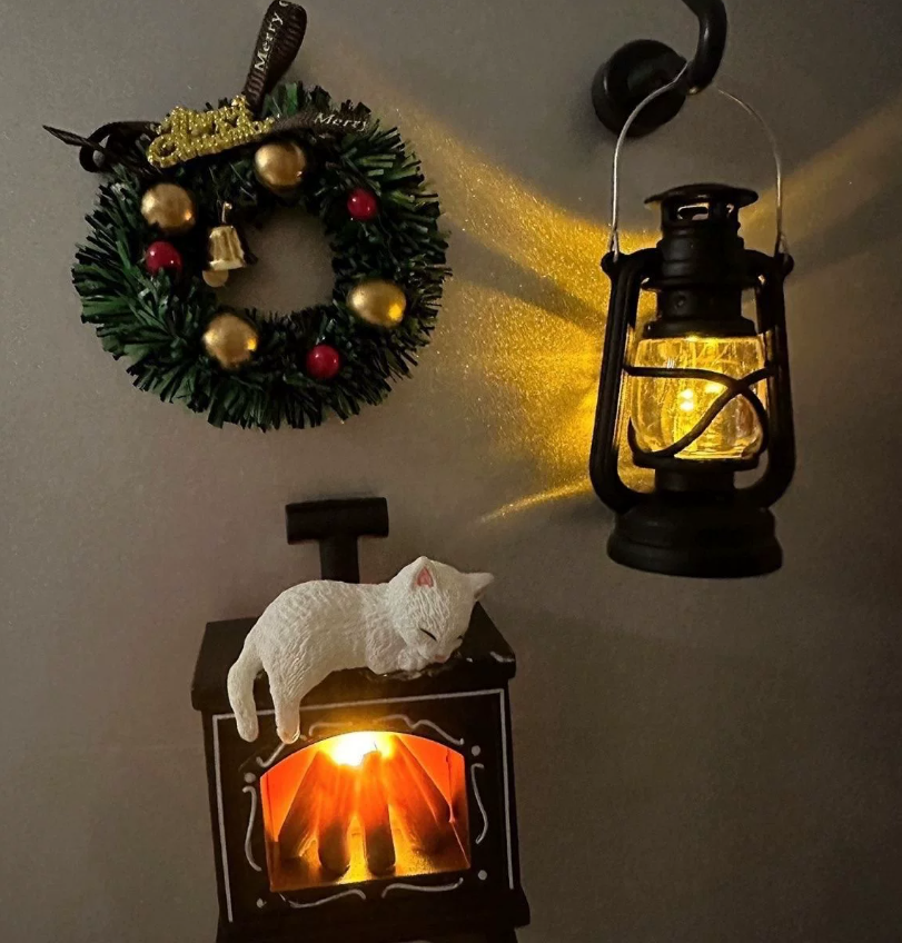 Fireplace & Lantern LED Fridge Magnets - 3 Pieces Full Cozy Cabin Set